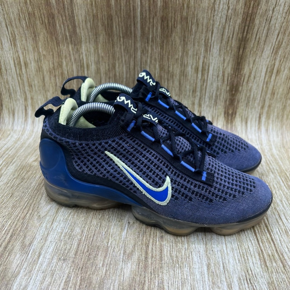 Nike Women's Dark Gray and Blue VaporMax Knit Athletic Shoes